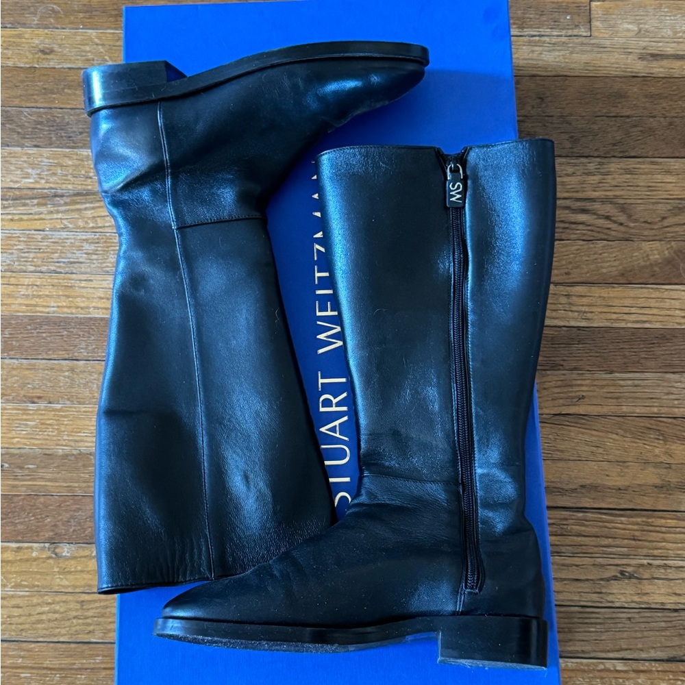 Stuart Weitzman Keelan Zip Knee-High Leather Boots 5.5